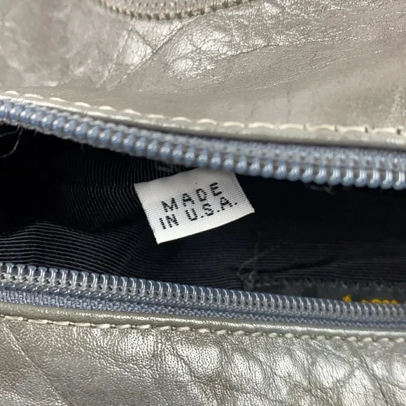 VINTAGE 70’s CARLOS FALCHI Gray Leather Crossbody Bag - Picture 11 of 17